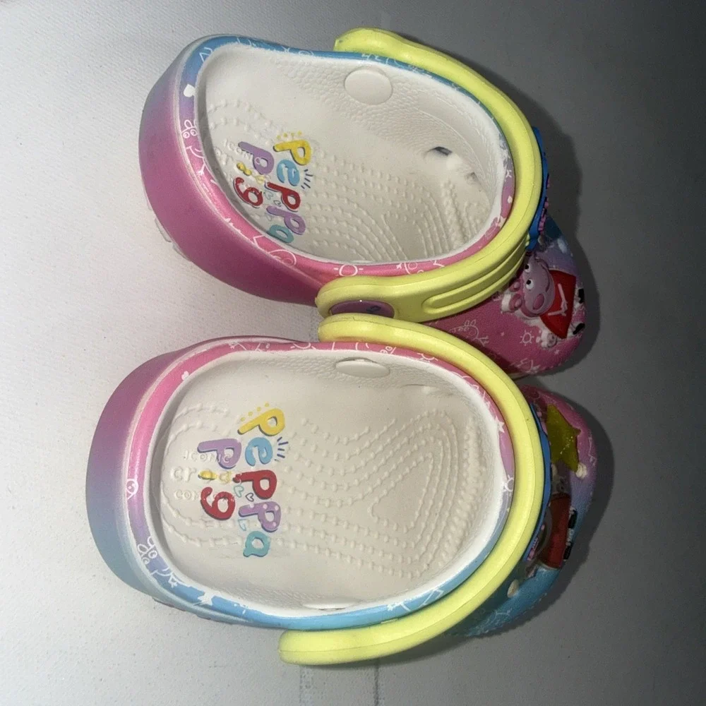 Crocs Toddlers Peppa Pig Kids Classic Convertible Mule Clogs Pink & Blue Size 5C